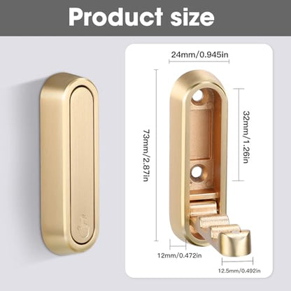 Foldable Wall Hook, Gold, 4 Pack, Screw Mounted, Heavy Duty Coat Hooks | 90° Foldable Design, Wall Mounted, Zinc Alloy, Flip-Down Design, Includes Screws And Anchors, For Bedroom, Entryway, Closet