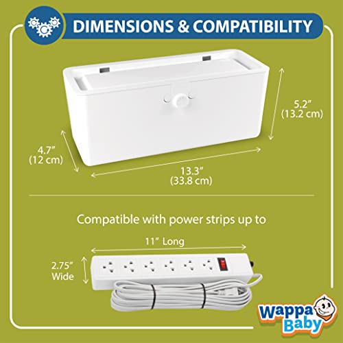 Power Strip Cover Box - Effectively Baby Proofs Power Strip with Patented Dual Lock. Convenient Side Openings for Cords & Cables. Protects Small Hands & Fingers