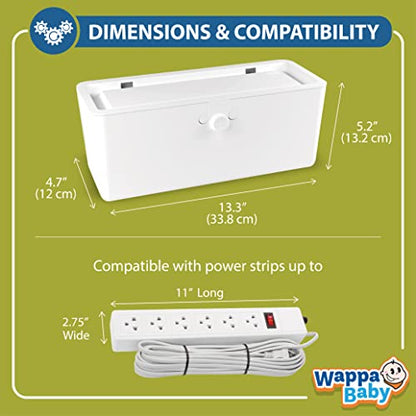 Power Strip Cover Box - Effectively Baby Proofs Power Strip with Patented Dual Lock. Convenient Side Openings for Cords & Cables. Protects Small Hands & Fingers