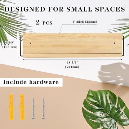 2 Pcs Wall Mounted Shoe Rack Organizer Wooden Modern Compact Wall Space Saving Shoe Holder Storage for Sneaker Footwear Slipper Boots Entryway Narrow Spaces Hallway(28.35'' Long)