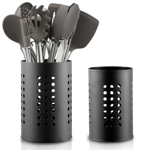 Kitchen Utensils Holder for Counter Top 2 Pieces,... (Black)