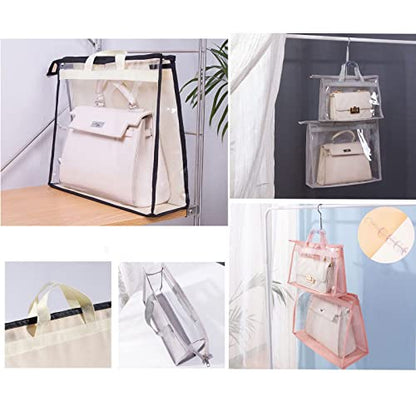 Dust Bags for Handbags,Purse Dustproof Storage Organizer,Brown-XXL | Dust Bags for Handbags,Purse Storage Organizer,Closet Moistureproof and Dustproof Hanging with Zipper and Handle,Brown-XXL