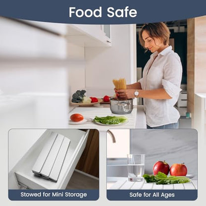 Meowoo Stone Drying Mat for Kitchen Counter, 15.7"x11.8" Foldable Diatomaceous Earth Mat, Super Absorbent, Quick-Dry Bath & Kitchen Pad for Dishes, Cups, Bottles, Non-Slip, Fits Any Countertop - White