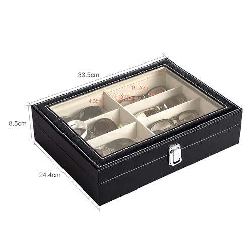 Leather Multi Sunglasses Organizer for Women Men,... (Black | plates+wood)