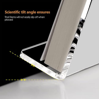 2 Pack Acrylic Book Display Holder, 6x9 inch A5 Letter Size, Clear Easel Base Stand Vinyl Record Rack for Display Album, CD, Magazine, Postcard, Picture, Plate, LP Cover, Artworks, Phone, Tablet