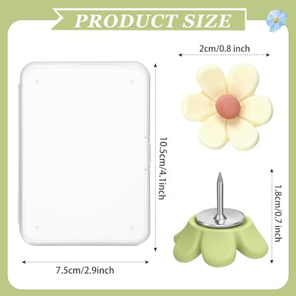 Sawysine 60 Pcs Cute Push Pins Decorative Push Pins Thumb Tacks Colorful Flower Pushpins, Flower Thumb Tack for Cork Board Wall Office Home(Coffee Color, Beige, Green)