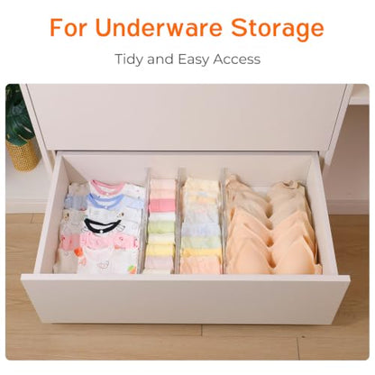 4 Pack 4" High Drawer Dividers for Clothes, 10.2"-16.5" Expandable Dresser Drawer Organizers, Adjustable Plastic Clear Drawer Separators for Kitchen, Baby Clothing, Socks, Underwear, Bedroom