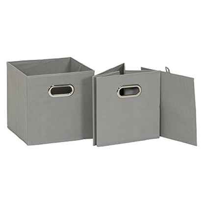 Household Essentials Fabric Storage Bins in Strong Poly‑Woven Fabric, Sturdy Chipboard Sides, Grommet Front Handle, Dove Gray Finish, Set of 6