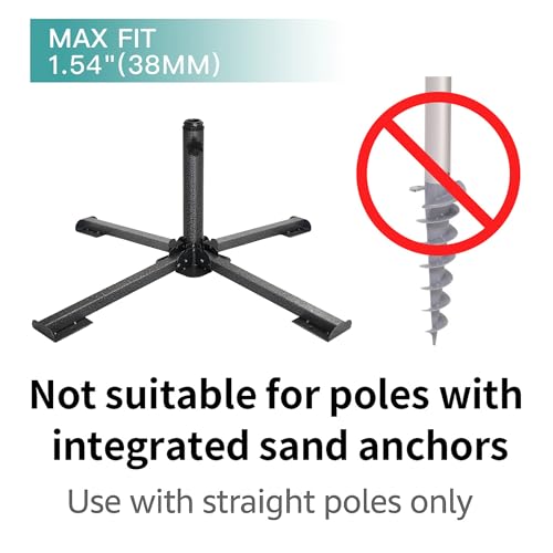 AMMSUN Foldable Portable Beach Umbrella Stand, Patio Umbrella Base Holder | Outdoor Sunshade Anchor, with Weight Bag, Rust-Free Tempered Iron Umbrella Stand for Courtyard, Garden, Beach, Lawn, Fishing