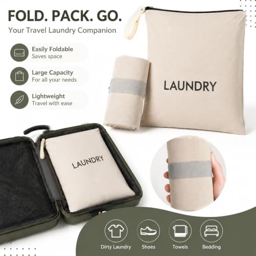 23.6" x17.3" Dirty Clothes Bag for Traveling and Camping | Travel Laundry Bags with Zipper,Hand Strap,Portable,Washable,Travel Dirty Clothes Bag