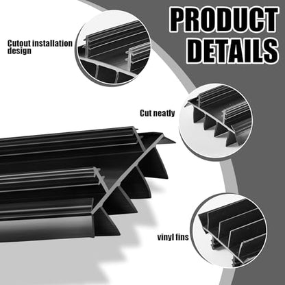 Pushglossy 2 Pcs 32inch Replacement Door Bottom with Vinyl Fins 1 3/4" Wide Threshold Seal Bottom of Door Weatherstrip Kerf Weather Stripping for 7/8" Between Barbs(Black)