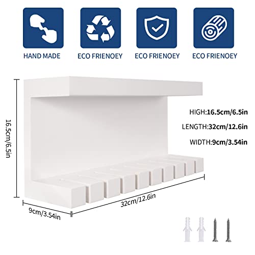 Yamahiko Belt Storage Organizer With Double Shelving Platform, Wall Mount Hanger Rack for Closet, Universal Holder for Men and Women, White