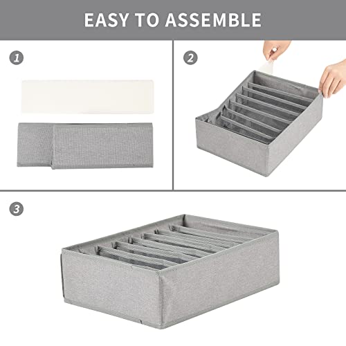 4 Pack Drawer Organizers for Clothing, 8 Grids Foldable Closet Organizers and Storage Bins for Bedroom, Dresser Organizer Boxes for Thin T-shirts, Tank Tops, Camisoles, Tights, Leggings