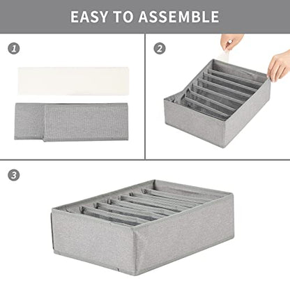 4 Pack Drawer Organizers for Clothing, 8 Grids Foldable Closet Organizers and Storage Bins for Bedroom, Dresser Organizer Boxes for Thin T-shirts, Tank Tops, Camisoles, Tights, Leggings