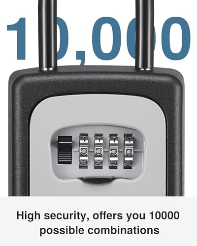 Puroma Key Lock Box Large with Code Lockbox Outdoor Wall Mount Safe 1 Gray | Resettable Combination, For Guest Realtor & House Outside, High-capacity, Hold 5 Keys, Portable, Doorknob, Weatherproof