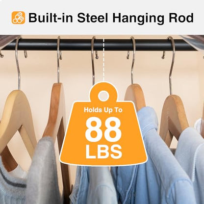 STO STO 2 Pack Garment Bag for Hanging Clothes Closet, Hanging Garment Cover with Built-in Steel Hanging Rod, Hanging Wardrobe Storage Bag for Suit, Dress with Clear Window, Zipper, ID Card, Gray