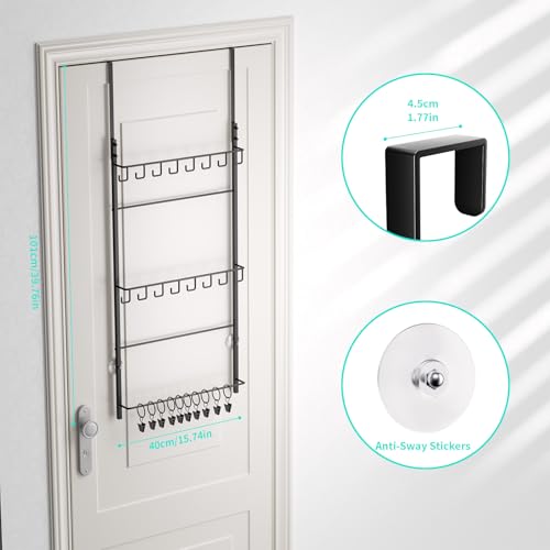 HapiRm Over Door Hat Rack - 3 Tier Wall Mounted Hat Organizer with 16 Hooks and 10 Movable Clips, Baseball Cap Organizer Storage Holds up to 26 Caps for Door, Bedroom, Closet USPTO Patented