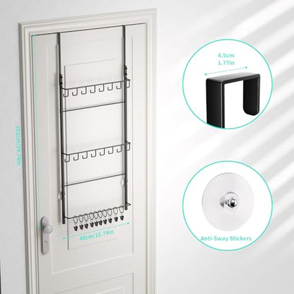 HapiRm Over Door Hat Rack - 3 Tier Wall Mounted Hat Organizer with 16 Hooks and 10 Movable Clips, Baseball Cap Organizer Storage Holds up to 26 Caps for Door, Bedroom, Closet USPTO Patented