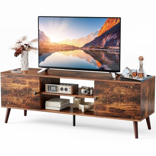 TV Stand for 55 60 inch TV, Modern Mid Century Ent... (Brown | Engineered Wood)