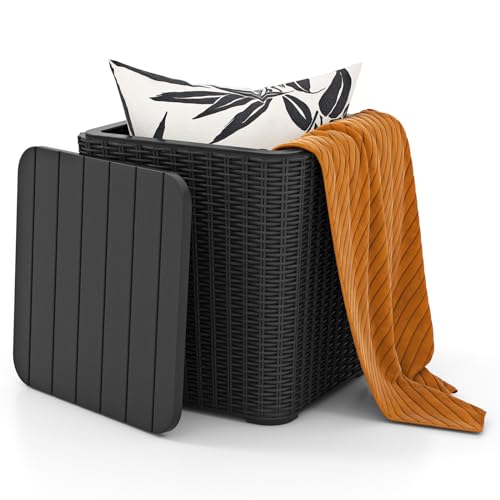 11.5 Gallon Water-proof Deck Box, Outdoor Patio St... (Black | Polyresin)