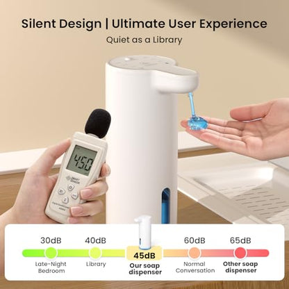 Seawah Automatic Soap Dispenser Touchless(Upgrade Auto & Manual Dual Modes),Quiet Design, Adjustable Volume, IPX7, Rechargeable, Thick & Thin Dish/Hand Soap Compatible for Bathroom & Kitchen