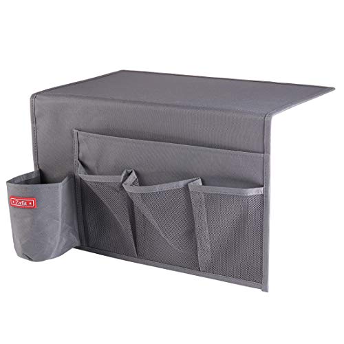 Zafit 5 Pockets Bedside Caddy, Bedside Storage Organizer for Water Bottles, Magazines, Phone, Glasses (5 Pockets-Grey)