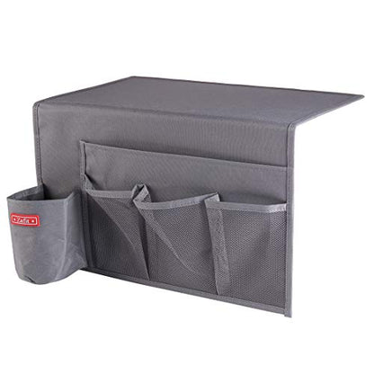 Zafit 5 Pockets Bedside Caddy, Bedside Storage Organizer for Water Bottles, Magazines, Phone, Glasses (5 Pockets-Grey)