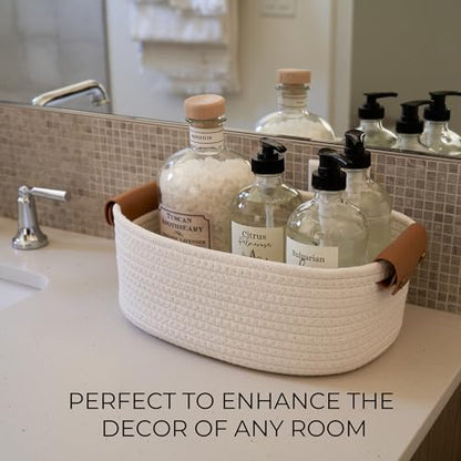 Beautiful Storage Basket Set of 5 - Sturdy Cotton Rope Baskets for Shelves | Perfect for Organizing Your Home - Quality Storage Bins Easily Fit with Any Nursery or Bedroom Decor