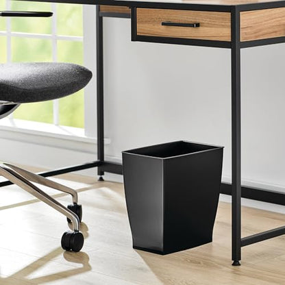 iDesign Small Plastic Bathroom Trash Can, Black | Slim Rectangle, For Bedroom, For Office, For Dorm
