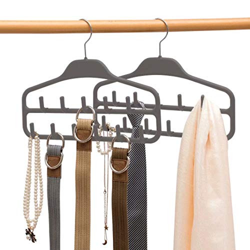 Belt Hanger 2 Pack, Sturdy Belt Organizer with 360... (2 Count | Gray | ABS Plastic)