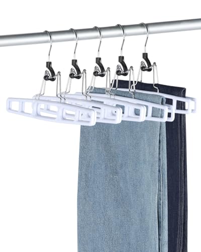 12 Pack Pants-Hangers Skirt-Hangers, Plastic Pant-Hangers-for-Women Men, Pants-Hangers-Space-Saving, Clamp Hangers-for-Pants Jeans Shorts Tie Belt