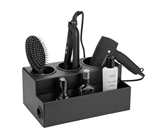 Hair Dryer Holder Hair Tool and Styling Organizer, Bathroom Countertop Blow Dryer Organizer, Vanity Storage Stand for Accessories, Makeup, Toiletries (Black) – MK154C