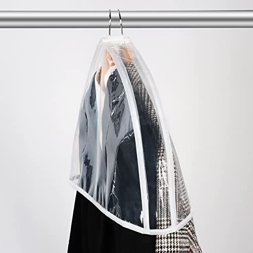 Zilink Clear Shoulder Covers for Clothes Dust Cover Protectors, 15 Pack | 2 in Gussted, Breathable, Dust Covers for Hanging Clothes for Suit, Coats, Jackets, Dress Closet Storage
