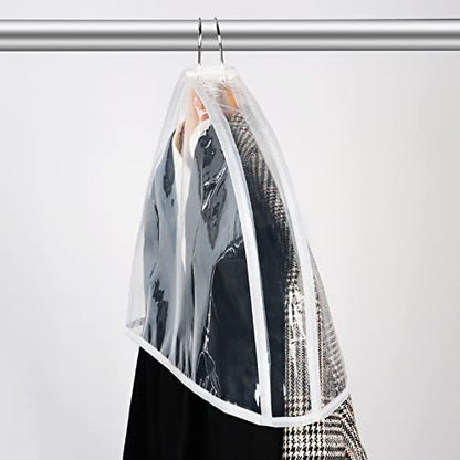 Zilink Clear Shoulder Covers for Clothes Dust Cover Protectors, 15 Pack | 2 in Gussted, Breathable, Dust Covers for Hanging Clothes for Suit, Coats, Jackets, Dress Closet Storage