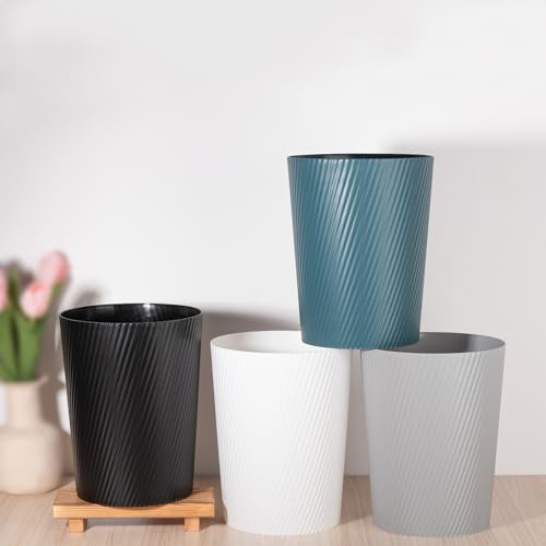 Small Trash Can Wastebasket Garbage Can Container Bins for Bathrooms, Laundry Room, Kitchens, Offices, Kids Rooms, Dorms (White) | Open-Top Plastic Sturdy Trash Bin for Bathroom, Kitchen, Laundry, Office, Kids Room, Dorm, Easy to Clean