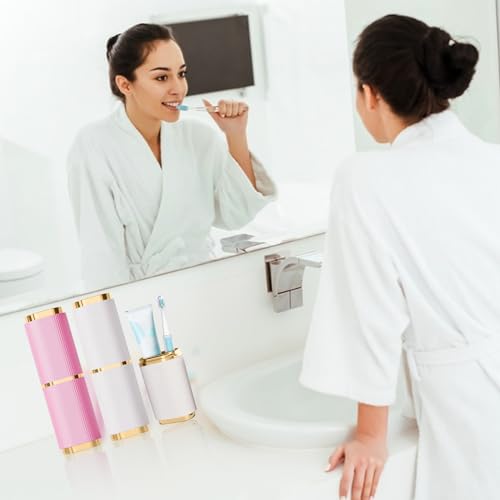 2 Pieces Toothbrush Case, Portable Toothbrush Travel Case Toothbrush Toothpaste Storage Box for Business Camping Travel or Daily Use (Pink+White)