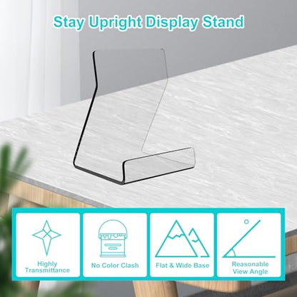 Boloyo Acylic Upright Display Stand, 6PC 4 Inch Clear Display Holder Easel Base Picture Frame for Home Office School Store to Display Book, Vinyl Record, Album, LP Cover, Artworks, CDs