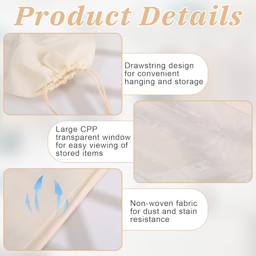 12 Pcs Dustproof Drawstring Bags for Handbags, Purse Dust Bags Non Woven Fabric Cloth Pouch Packing Organizer for Travel Dust Storage Bags Covers String Packing Organizer