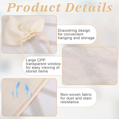 12 Pcs Dustproof Drawstring Bags for Handbags, Purse Dust Bags Non Woven Fabric Cloth Pouch Packing Organizer for Travel Dust Storage Bags Covers String Packing Organizer