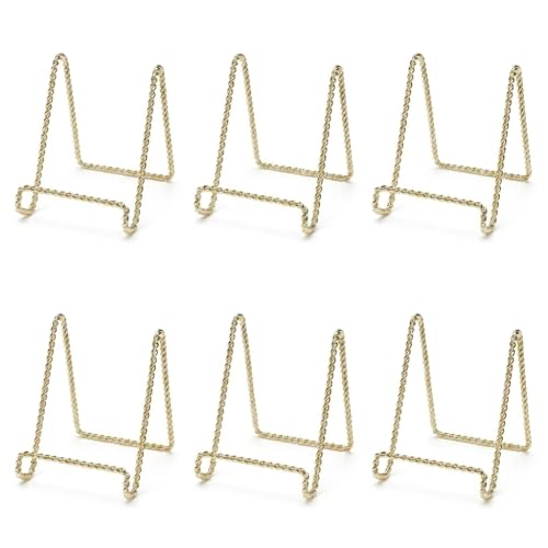 3" Gold Plate Display Stands 6 Pack Mini Metal Eas... (Black | Iron)