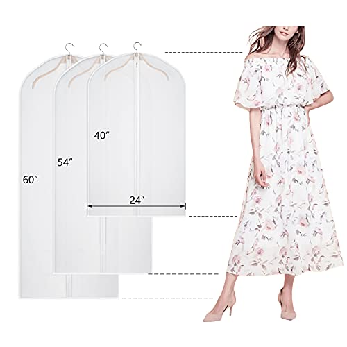 40/50/60 Inch Garment Bags 12 Pack Dress Bags Suit Bags | Dustproof Peva, Translucent Clothes Covers, Reusable, Durable Full Zipper, For Hanging Clothes, Long Dresses, Suit, Coat