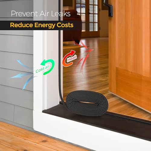 Ravinte Weather Stripping Door Seal, Q-Shaped Kerf Foam Strip, 26 FT, Black | Push-In Door Weather Stripping, No Adhesive, Fits 0.35 to 0.59 Inch Gaps, Door Frame and Jamb Seal, Blocks Drafts and Noise