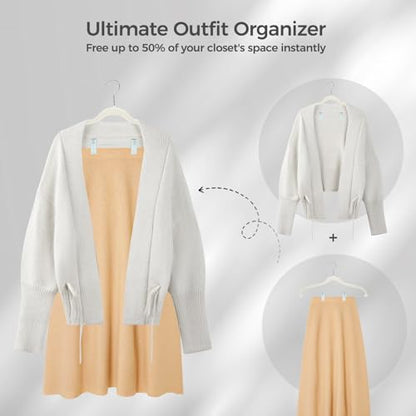 HOUSE DAY Velvet Skirt Hangers with Adjudtable Clips 10 Pack, Ivory | Non Slip Suit Organizer with 360° Hook, Heavy Duty Hanger for Pants, Skirts, Shorts, Outfit Hangers All-Season Space Saver