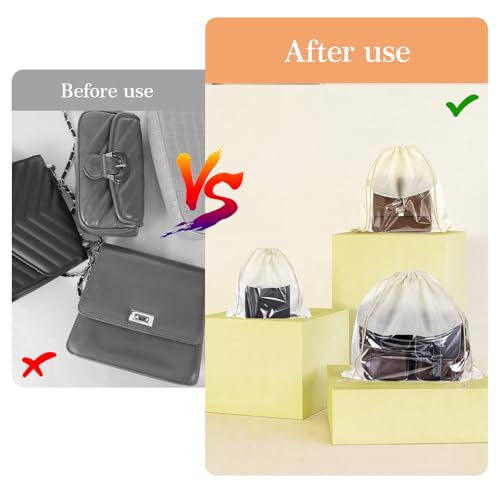 16 Pcs Dustproof Drawstring Bags Purse Dust Storage Bags for Handbags Covers Non Woven Fabric Cloth Pouch String Packing Organizer Shoe Pouch