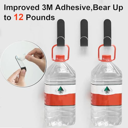 Adhesive Hooks,12 Pcs, Heavy Duty Hold 12Lbs, Stainless Steell Wall Hanger | Black Adhesive Hanger for Hanging, Metal Sticky J Strip Hooks, for Hat, Coat, Picture, Backpack, Garage