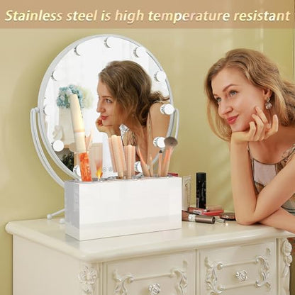 White Acrylic Hair Tool Organizer Wall Mount for Bathroom | Wall mount screw installation, Multi compartment storage, Moisture resistant acrylic material, Easy clean