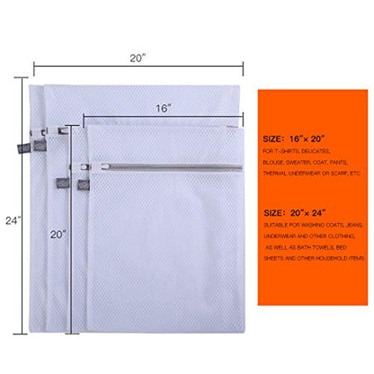 Laundry Bags Mesh Wash Bags, Garment Bag for Washing Machine,2L+2XL | Washer Bags for Laundry Delicates, Suit, Coat, Dress, Pants, Honeycomb, Tumble Dryer Safe