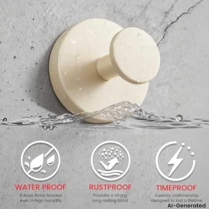 Suction Cup Hooks for Shower & Bathroom Towel Holder 4-Pack (Beige) | Removable Towel Hooks for Bathroom Window Glass Door Wall, or Mirror Bath Robe Looafh Wreath Hook for Hanging