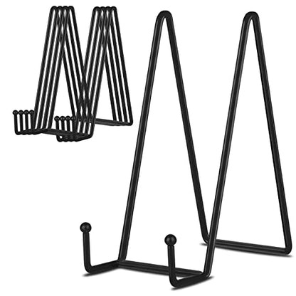 Decolore 8 Inch 5 Pack Black Metal Display Stands Plate Stand Plate Holder Display Stands for Picture, Decorative Plate, Book, Photo Easel, Artistic Work