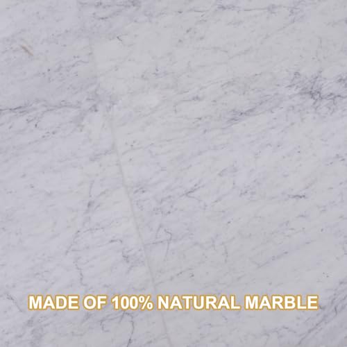 Carrara Marble Paper Towel Holder Countertop, 6" Genuine Stone Paper Towel Holder Stand for Kitchen Storage, for Standard Rolls